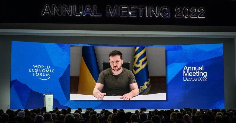 President Zelensky spoke at Davos by satellite