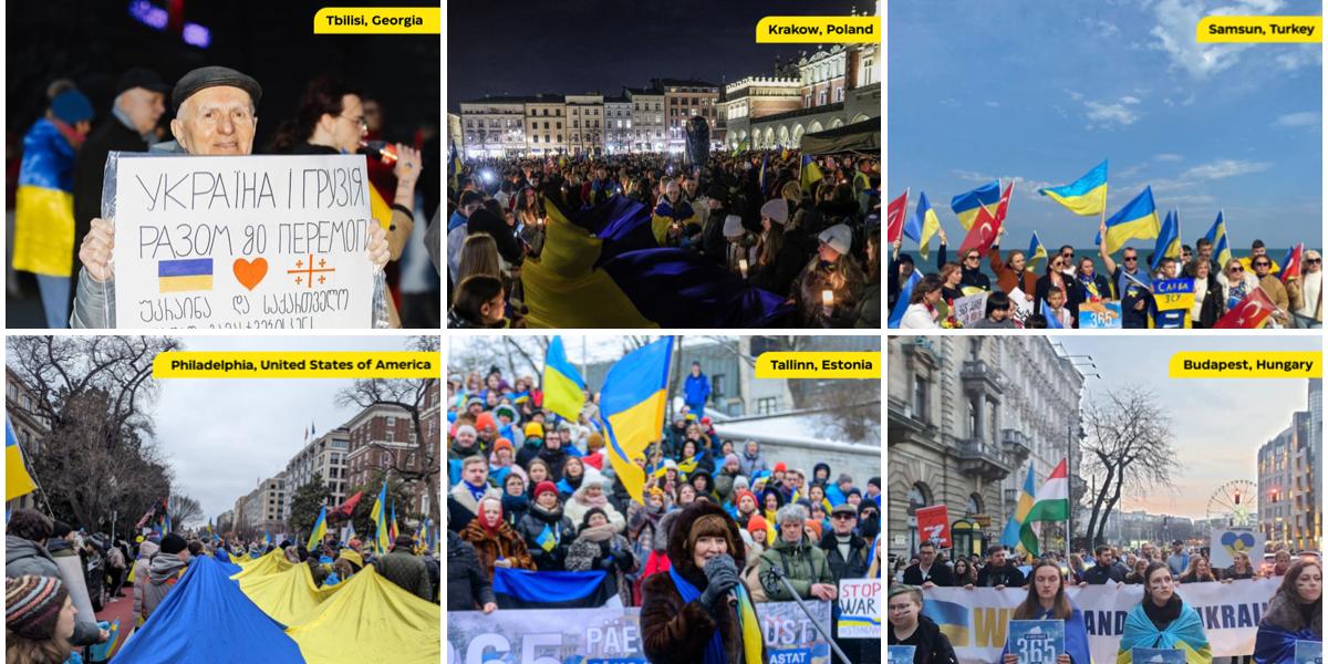 Ukrainians and friends of Ukraine rallied in 62 countries in honor of full-scale war anniversary