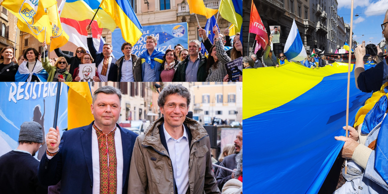 Extremists vandalize Ukrainian flag at anti-fascist rally in Italy