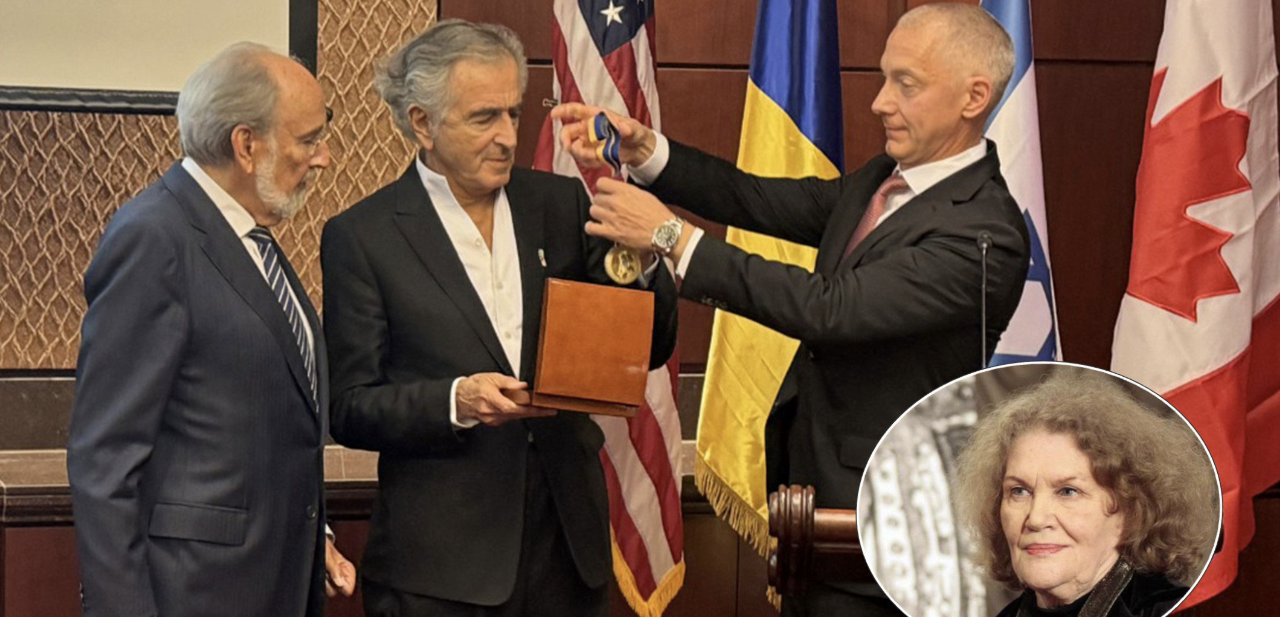 Bernard-Henri Lévy and Lina Kostenko receive the Sheptytsky Award at a ceremony in Washington, DC
