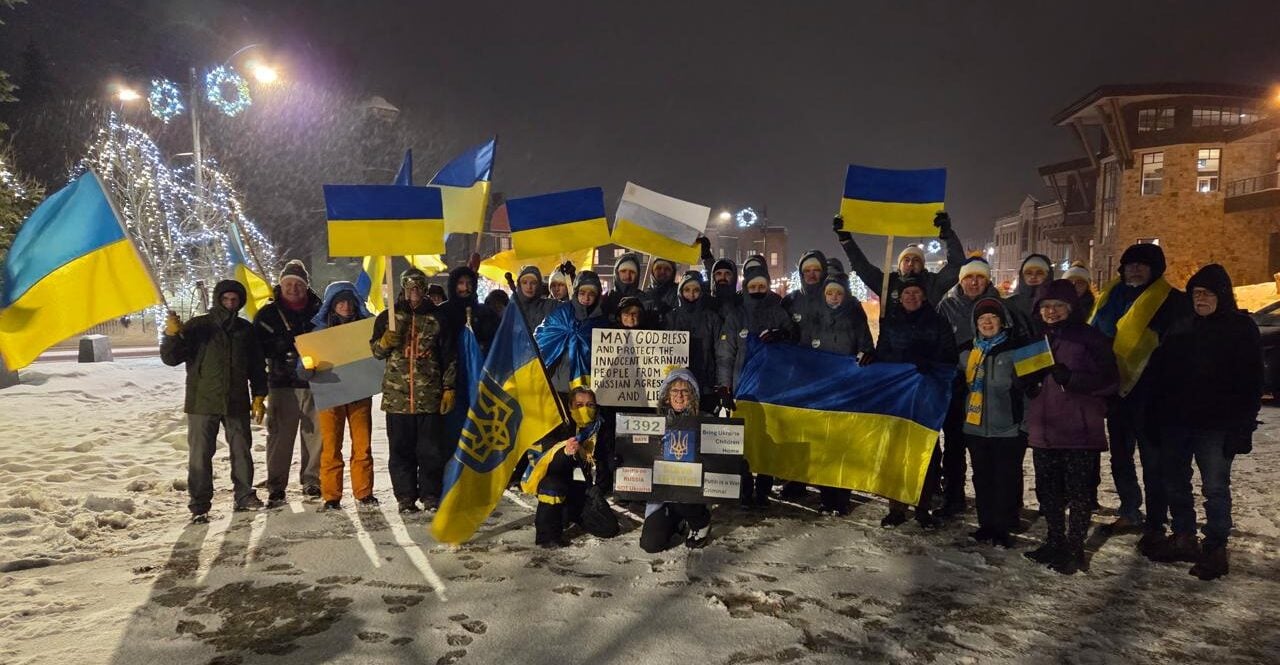 Ukrainian national luge team joins weekly peace march in Lake Placid