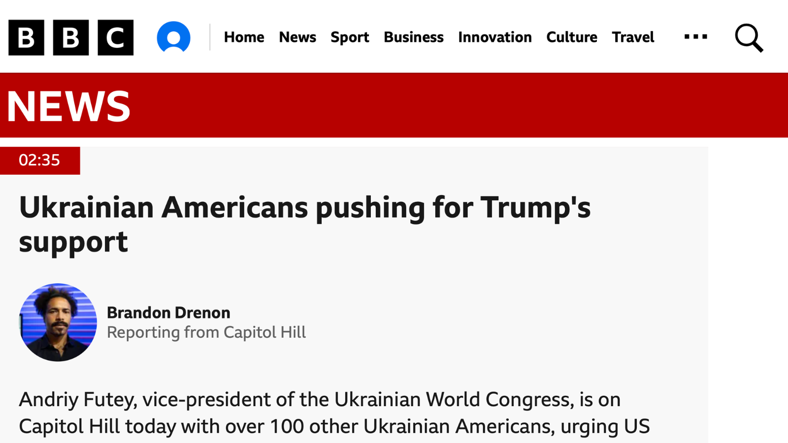 Speaking to BBC, UWC’s Andriy Futey says “Ukraine is America first”