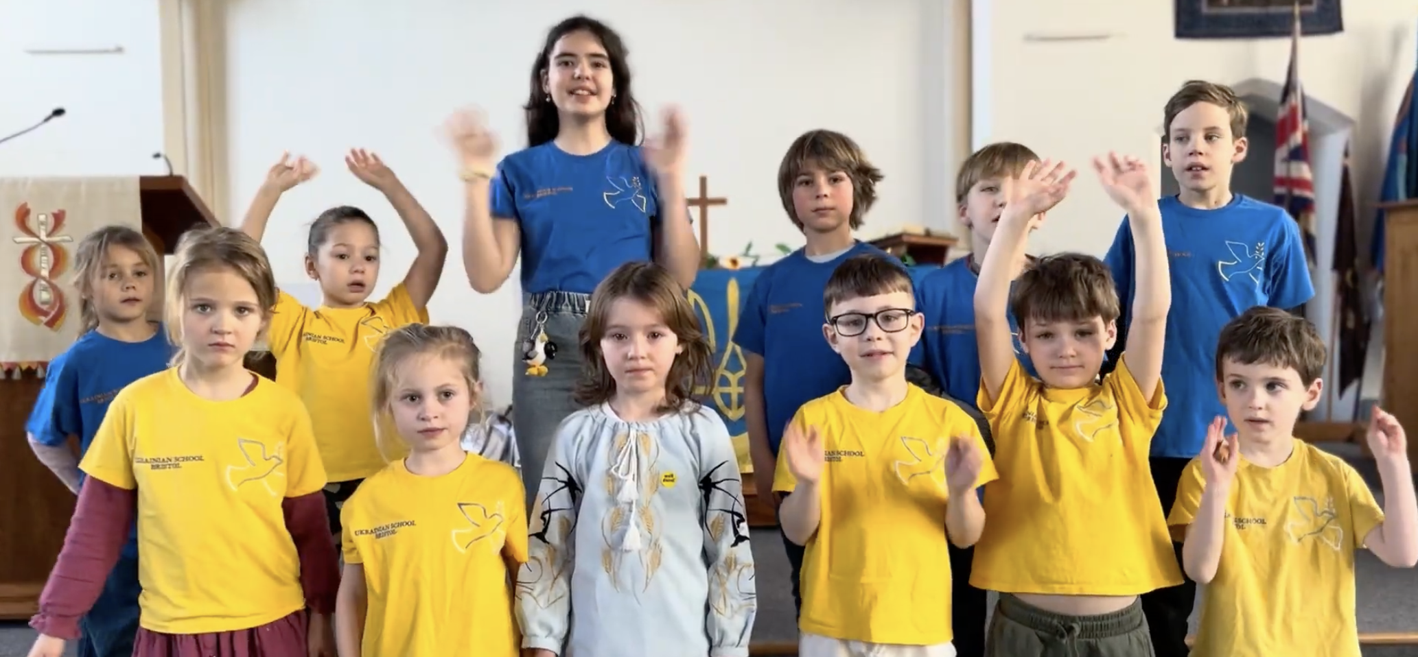 Ukrainian children in the UK cheer on Olympic team